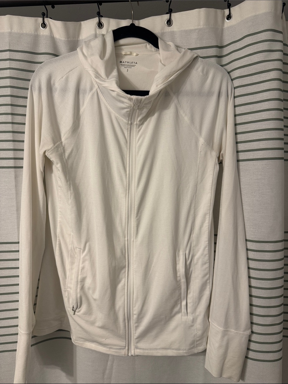 Athleta White Full-Zip Hooded Utility Jacket